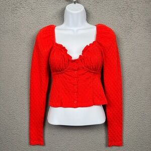 Free People Top Womens XS Red Lady Bug Babydoll Preppy Boho Basic Capsule Y2K